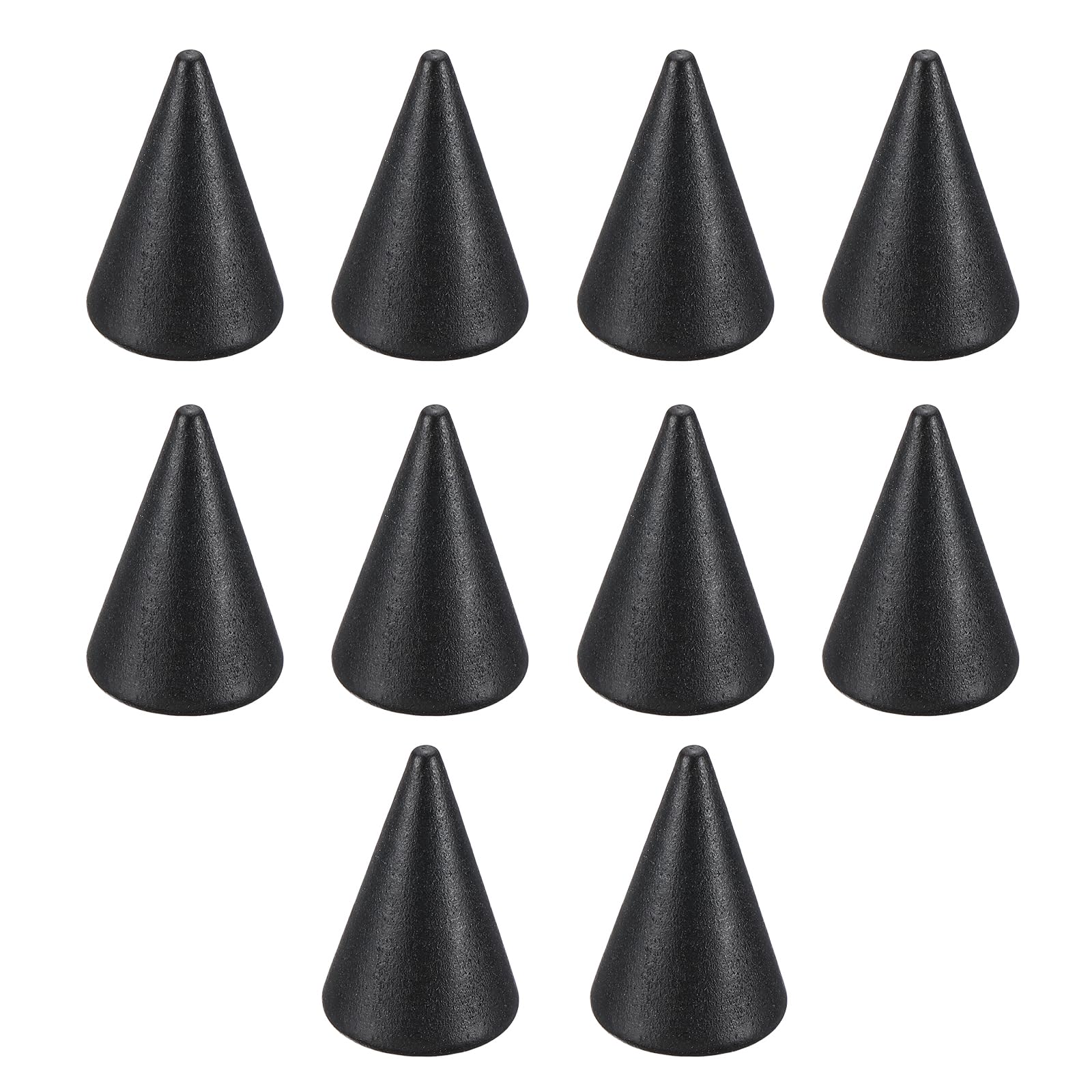 PATIKIL 30x20mm Natural Wood Cone Ring Holder, 10 Pack Finger Jewelry Display Stand Organizer Unpainted Wooden Cones for DIY Craft, Black