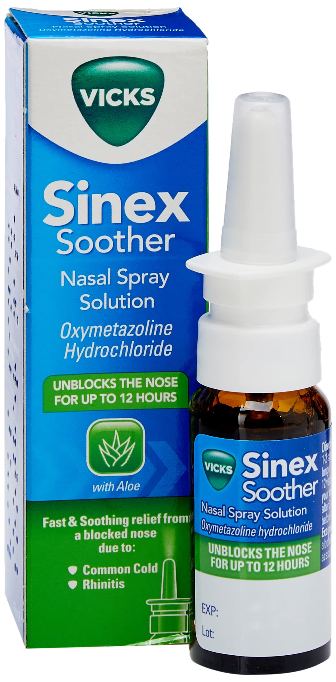 Vicks Sinex Soother Decongestant Nasal Spray with Aloe Pump, 15ml (Pack of 1)