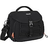 MOSISO Camera Bag, Photography Shoulder Messenger Waist Bag for DSLR/SLR/Mirrorless Cameras, Padded Flap Camera Case with Rain Cover&Front Elastic Cord&BottomTripod Holder for Canon/Nikon/Sony, Black