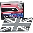 iJDMTOY Black/White Union Jack Flag Emblem Badge with L Shaped Mounting Bracket Fit Car Front Grille Compatible with Britain Vehicles Such as MINI, Jaguar, Land Rover, etc