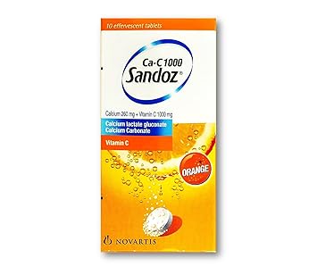 Ca-C 1000 Sandoz Effervescent (10 Orange Flavor Tablets) Calcium 260 mg +