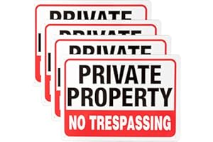 Private Property No Trespassing Sign, 10x7 Inch Reflective No Trespassing Signs Private Property Metal Signs Outdoor Indoor U