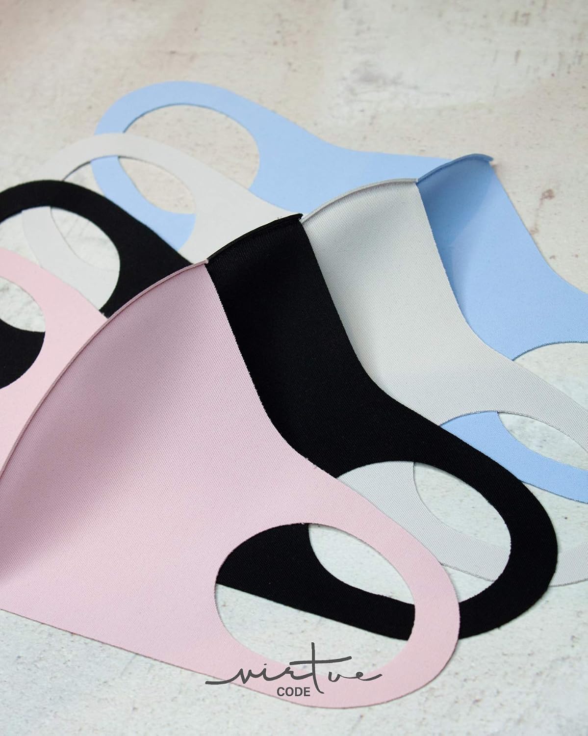 VIRTUE CODE Second Skin Cloth Face Mask Pack. 4 Buttery Soft Masks Washable Fabric, Pink, Baby Blue - Image 5