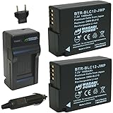 Wasabi Power Battery (2-Pack) and Charger for Panasonic DMW-BLC12, DMW-BLC12E, DMW-BLC12PP and Panasonic Lumix DMC-FZ200, DMC-FZ1000, DMC-G5, DMC-G6, DMC-GH2