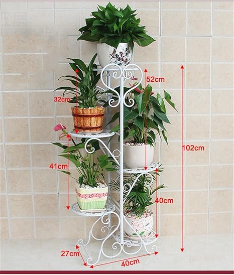 Europaische Stil Blumenhalter Eisen Mehrstockige Balkon Wohnzimmer Blumen Topfe Rahmen Indoor Blumentopfe Regal Farbe Weiss Grosse 102cm Amazon De Garten