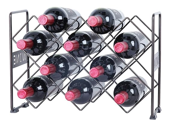 INDIAN DECOR Metal Wine Rack In Black Colour
