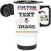 Obizan Personalized Travel Tumbler Add Custom Photo, Text, Name on Custom Mug - Print on Both Sides Insulated Customized for Men Women Tea Cup with Picture Message for Unique Gift
