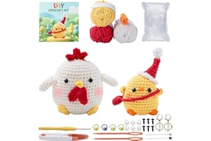 Crochet Kit for Beginners, Easy DIY Crochet & Knitting Kit for Adults with Step-by-Step Video Tutorials, Yarns, Stuffing, Cro