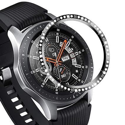 EZCO Bezel Ring Compatible with Samsung Galaxy Watch 46mm / Gear S3, Stainless Steel Bezel Styling Loop Adhesive Cover Protector Anti Scratch for ...