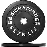 Fitvids 2" Olympic Bumper Plate Weight Plates with Steel Hub, 15LB, Pair