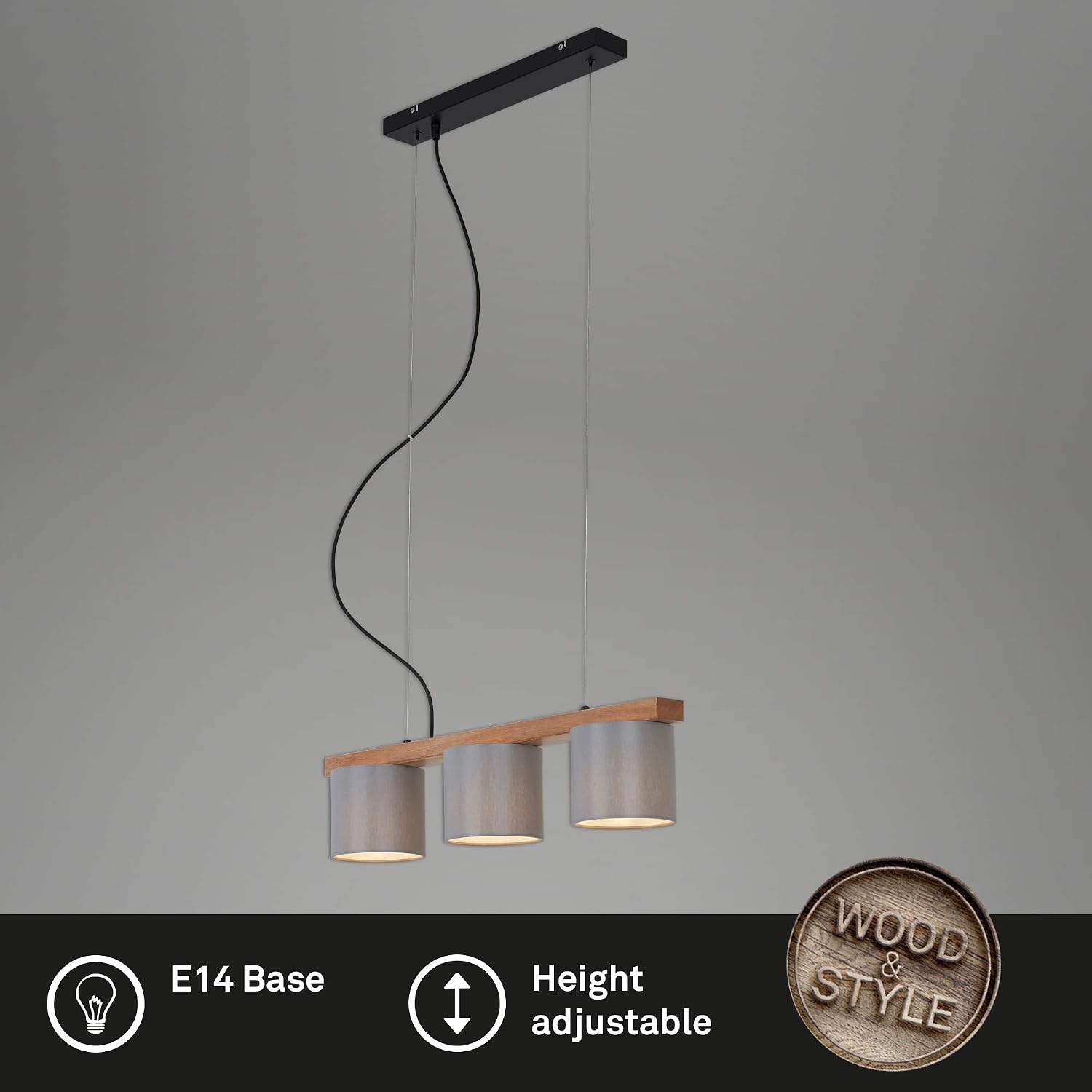 BRILONER Leuchten, Hanging Light, Suspended lamp, Retro, Vintage, Height-Adjustable, 3 x E14, up to 25 watts - Image 3