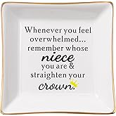 Spegiffu Niece Gifts from Auntie - Jewelry Dish Tray - 'When You Feel Overwhelmed...Straighten Your Crown', Birthday, Mother's Day, Christmas, Valentine's, Wedding, Graduation