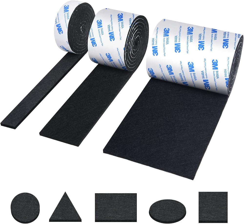 Vicloon Furniture Pad 3 Rolls Floor Protectors Felt Pads Tailorable Black