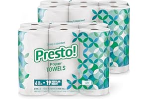 鶹 Brand - Presto! Flex-a-Size Paper Towels, 158-Sheet Huge Roll, 6 Count (Pack of 2), 12 Huge Rolls = 38 Regular Rolls