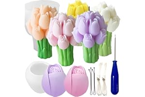 NIMOZEKD 2 Pcs Tulip Bouquet Silicone Candle Molds Tulip Flower Candle Mold with Mold Punch&candlewick Hook Needle for Candle Making Handmade Plaster Craft Soap Making Home Decorating Ornaments