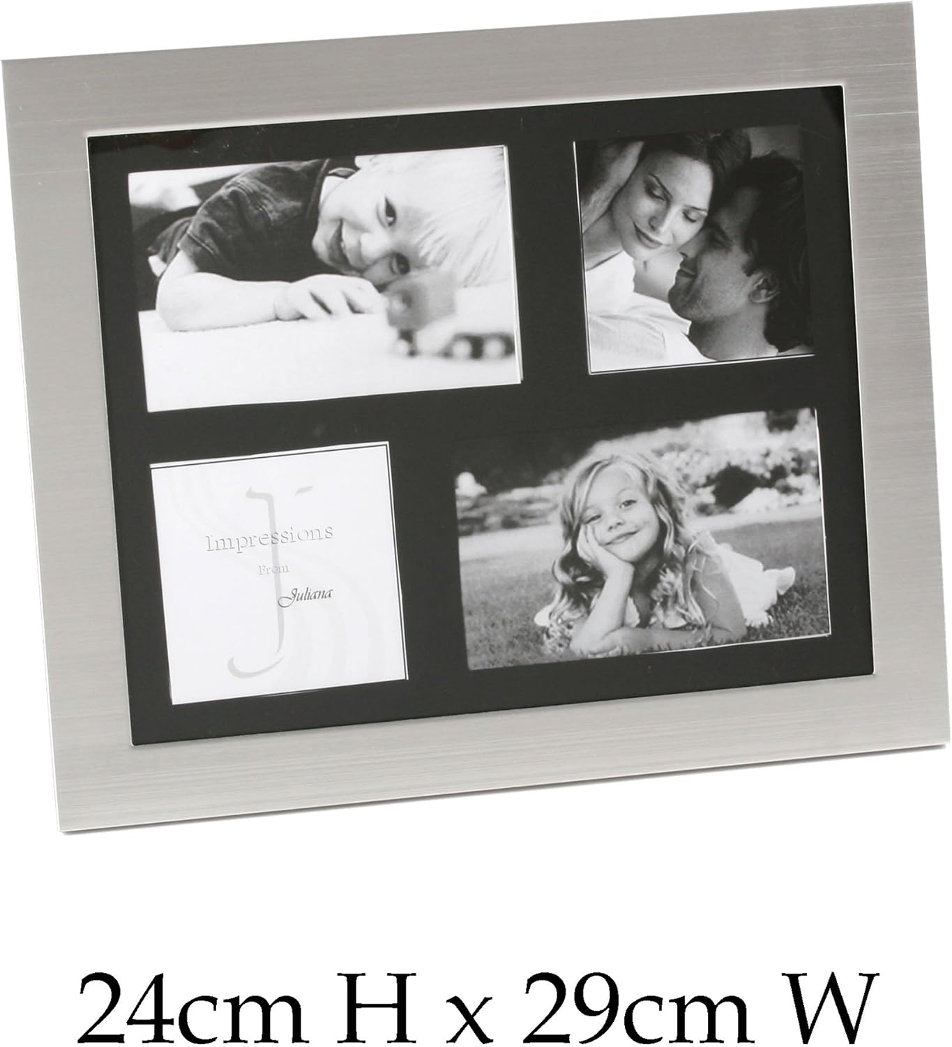 Brushed Silver Aluminium Collage Frame Takes 4 Pictures