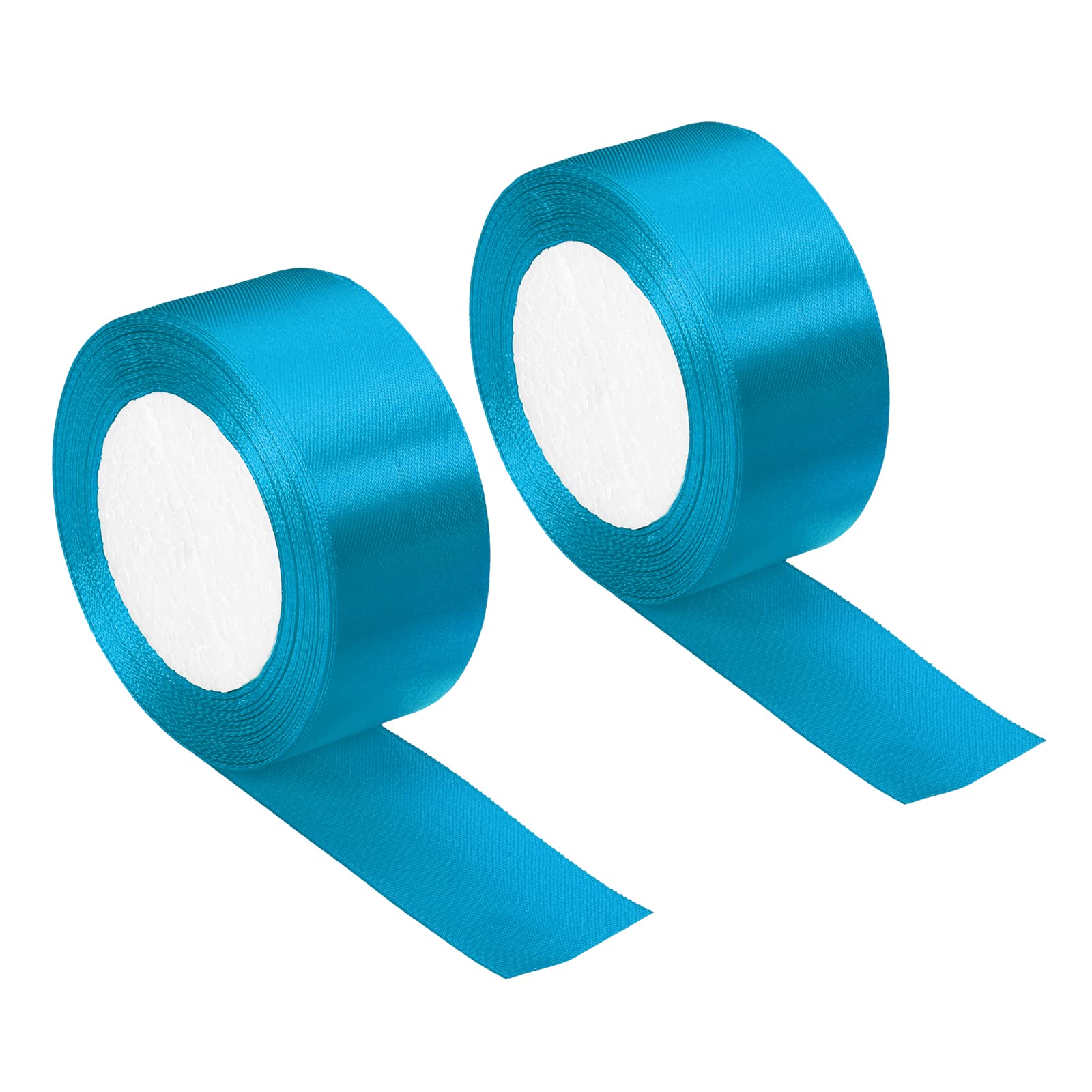 PATIKIL 1.5 Inch Wide 24 Yards Satin Ribbon, 2 Pack Double Face Solid Crafts Roll for Party Home DIY Wrapping Decoration, Bright Blue
