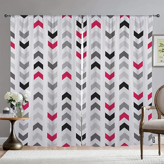 Amazon Com Mugod Chevron Pattern Blackout Window Curtains Grey