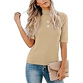LETSRUNWILD Business Casual Tops for Women Dressy Cute Tops Mock Turtleneck Tshirts Shirts