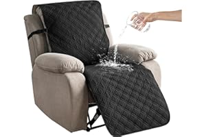 YUEANG 23.6'' Recliner Chair Covers 100% Waterproof Recliner Cover,Non-Slip Recliner Chair Cover Sofa Slipcover,Washable Couch with Elastic Straps Protector for Kids, Dogs, Pets Black