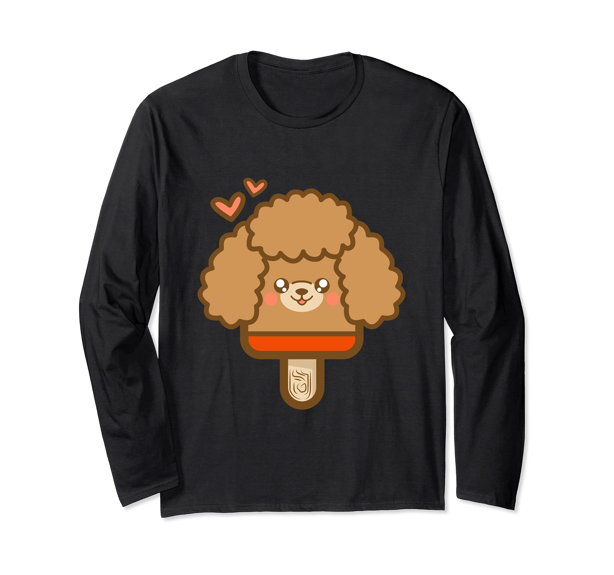 Cute Kawaii Brown Poodle Dog Popsicle Long Sleeve T-Shirt