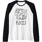Pisces Zodiac Sign Astrology Horoscope Birthday Vintage Raglan Baseball Tee