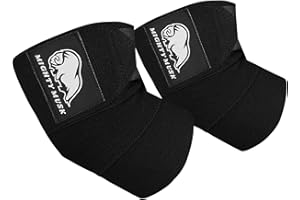 MIGHTY MUSK Flexible 40-inch elbow compression strap and joint support brace for bench press, powerlifting, and pressing - Weightlifting Elbow Wraps (One Pair)
