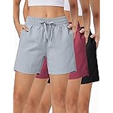 ZUTY 3 Pack 5" Womens Athletic Shorts Basic Running Shorts Lightweight Quick Dry Gym Workout Shorts with Pockets