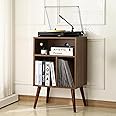 Craftsby Record Player Table – 20 x 15.75 x 32 Inches- Vintage Decor Side Table with Wood Legs, Record Holder Stand - Walnut Finish Retro Furniture Storage Cabinet for Living Room, Bedroom, Kitchen