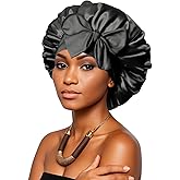 Satin Bonnet for Women – Double Layered Silk Sleep Cap for Natural Hair – Adjustable Non-Slip Night Hair Wrap