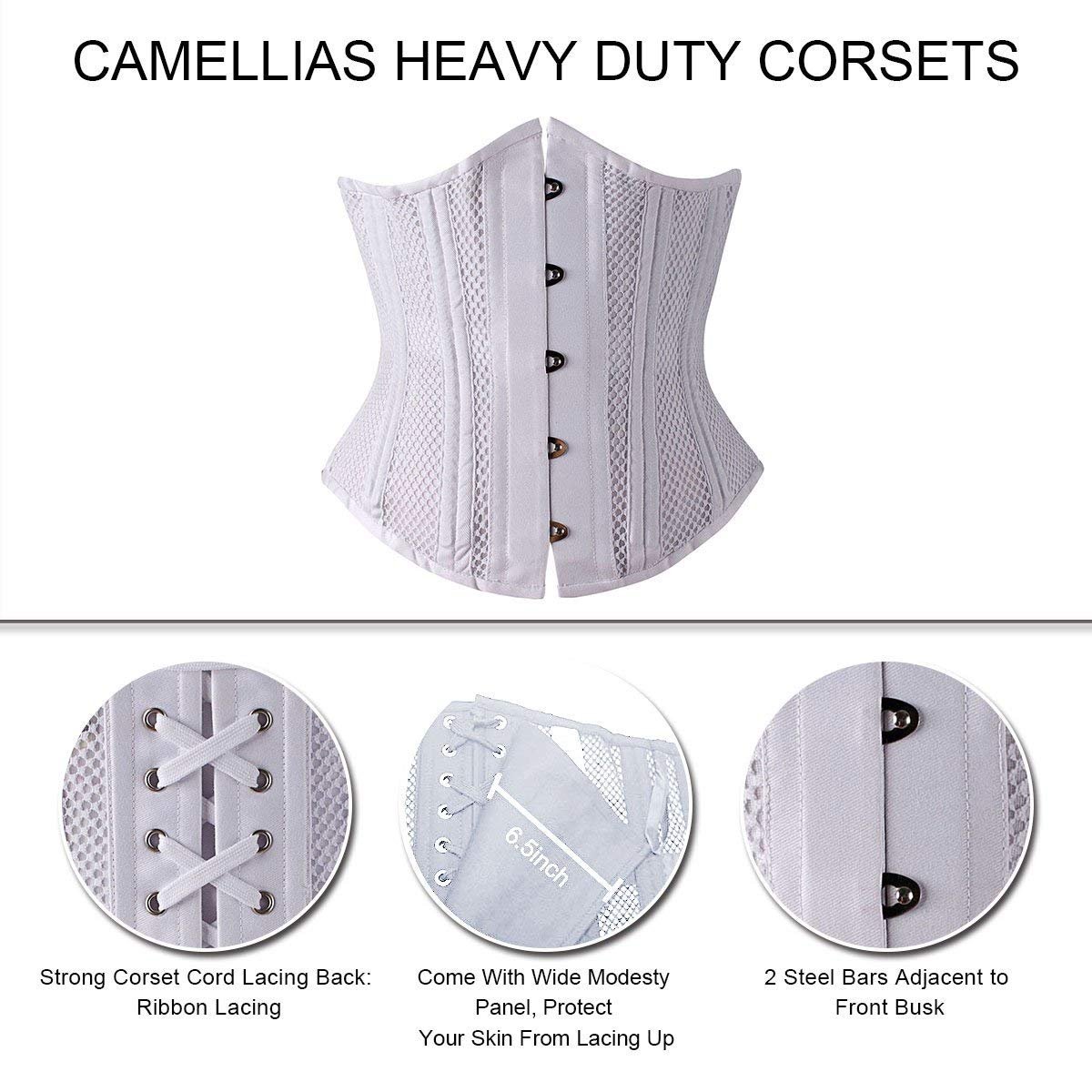 Womens Waist Training Corsets Underbust Heavy Duty 26 Steel Boned