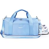 PHSYNI Gym Bag for Women Girls with Shoe Compartment & Wet Pocket - Duffle Bag for Travel Sports Fitness Workout Athletic, 19"-Medium, Blue