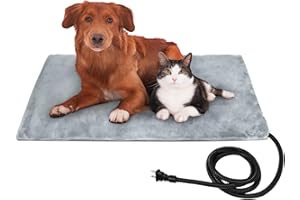 GRAWILLE Outdoor Pet Heating Pad for Dogs Cats, Thermostatic Large Heated Bed Warming Mat, Waterproof Indoor Outdoor Dog Cat Heating Pad for Pregnant New Born Feral Cats Puppy (Grey)