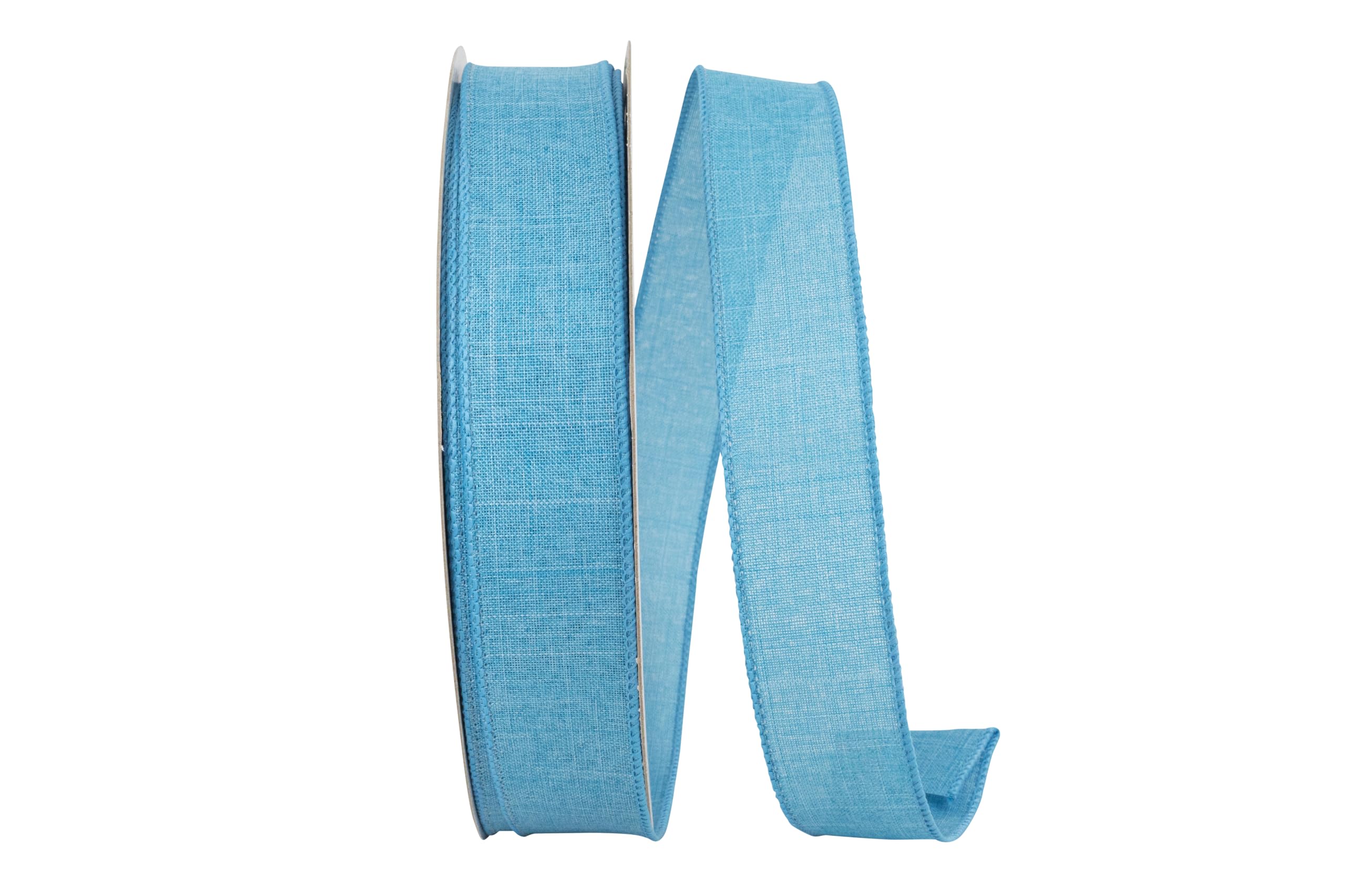 Reliant Ribbon 92573W-913-09K Everyday Linen Value Wired Edge Ribbon, 1-1/2 Inch X 50 Yards, Turquoise