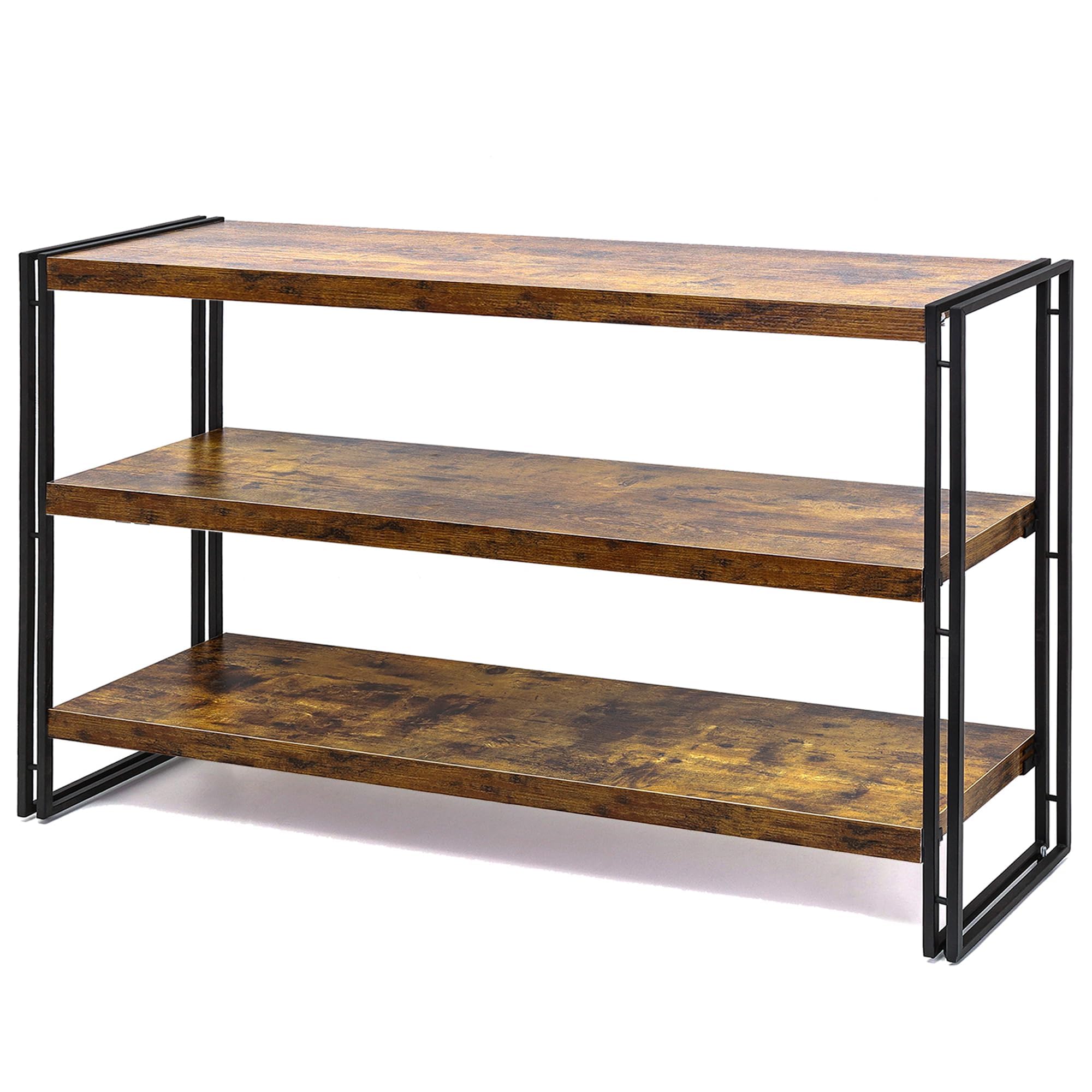 Photo 1 of HCHQHS 3-Tier Rustic Wood and Metal Industrial Bookshelf for Home Office, Bedroom, Kitchen, Bathroom - 47in