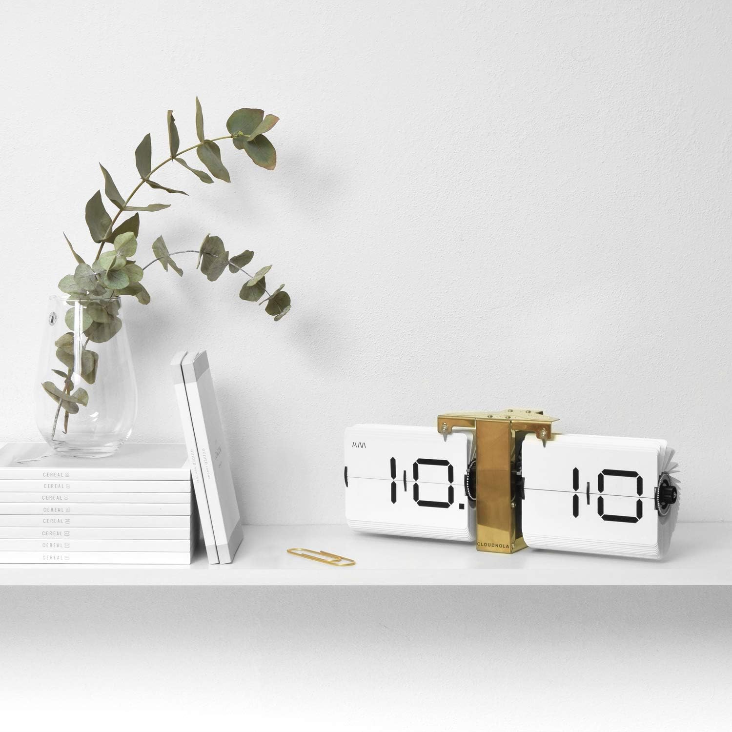 Cloudnola Flipping Out Wall and Tabletop Flip Clock, White and Gold