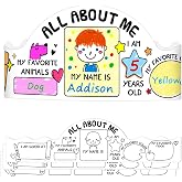 FLYAB All About Me Crown Crafts Kits for Kids - 24PCS Color Your Own Back to School Paper Crown Hats DIY First Day of School Hats with Elastic for Kindergarten Preschool Activities Party Supplies