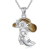 MONGAS Western Cowgirl Horseshoe Necklace Cowgirl Boot Hat Horseshoe Necklace Western Country Cowgirl Jewelry Gifts for Women