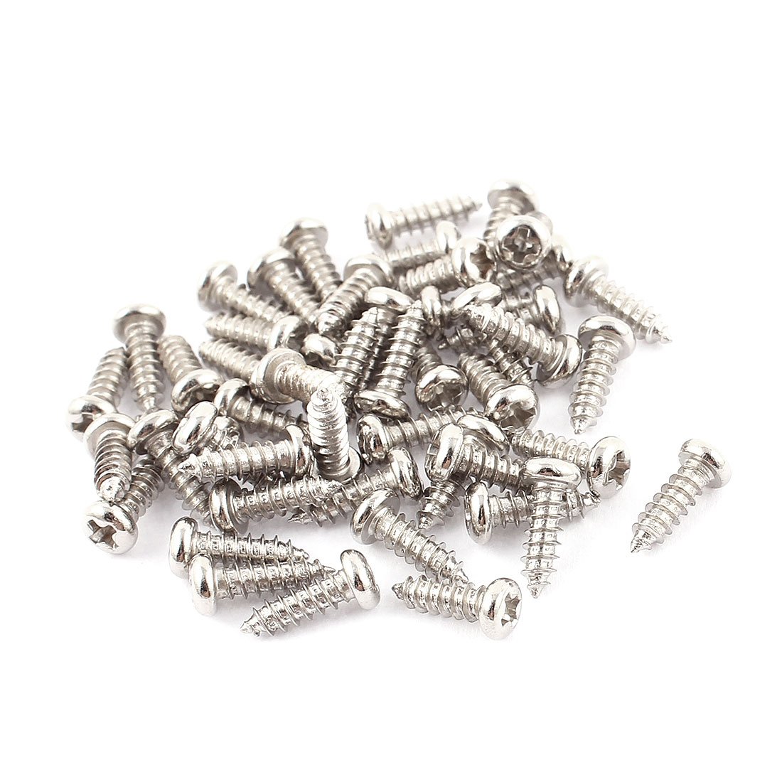 sourcing map 50 Pcs M2.6x8mm Stainless Steel Phillips Round Head Self Tapping Screws Bolts