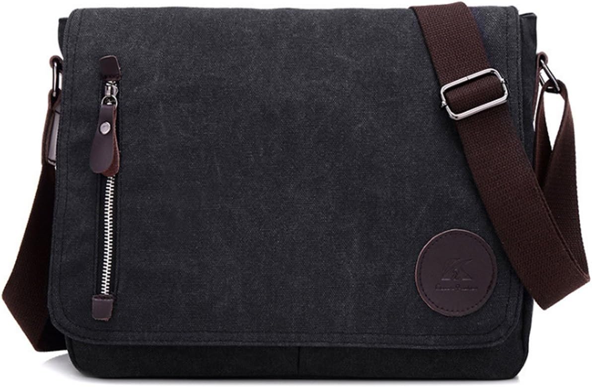 Rullar Mens Multifunction Canvas Messenger Bag Shoulder Crossbody Travel Hiking School Laptop Bag Tote Satchel Briefcase Purse