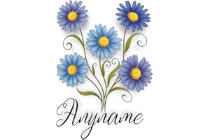 Custom Name Sticker Personalized Cute Birthday Flowers Name Waterproof Die-Cut Vinyl Stickers for Water Bottle, Laptop, Scrap