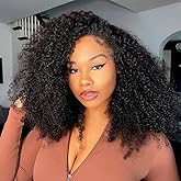 Kinky Curly Half Wig Human Hair 200 Density 3 In 1 Seamless Flip Over Half Wigs Human Hair Glueless Wear and Go Beginner Friendly Kinky Curly Wig Human Hair Drawstring Headband Wig for Women 20 Inch