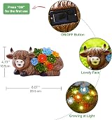 Goodeco Solar Highland Cow Statue Garden Light Outdoor Decoration Brown view 3