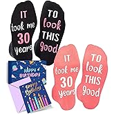 HAPPYPOP Birthday Gifts Ideas - Women 35-50 Year Old Socks, 55-80 Year Old Bday Gifts 2 Pack