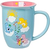 Silver Buffalo Care Bears Wide Rim Ceramic Mug Featuring Grumpy, Love-A-Lot, and Funshine, 16 Ounces