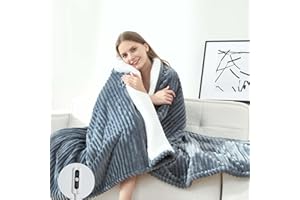 SNUGSUN Electric Heated Twin Flannel Blanket, Auto Safety System, 6 Heating Levels, 10 Hour Auto-Off, 62"x84", Dark Grey