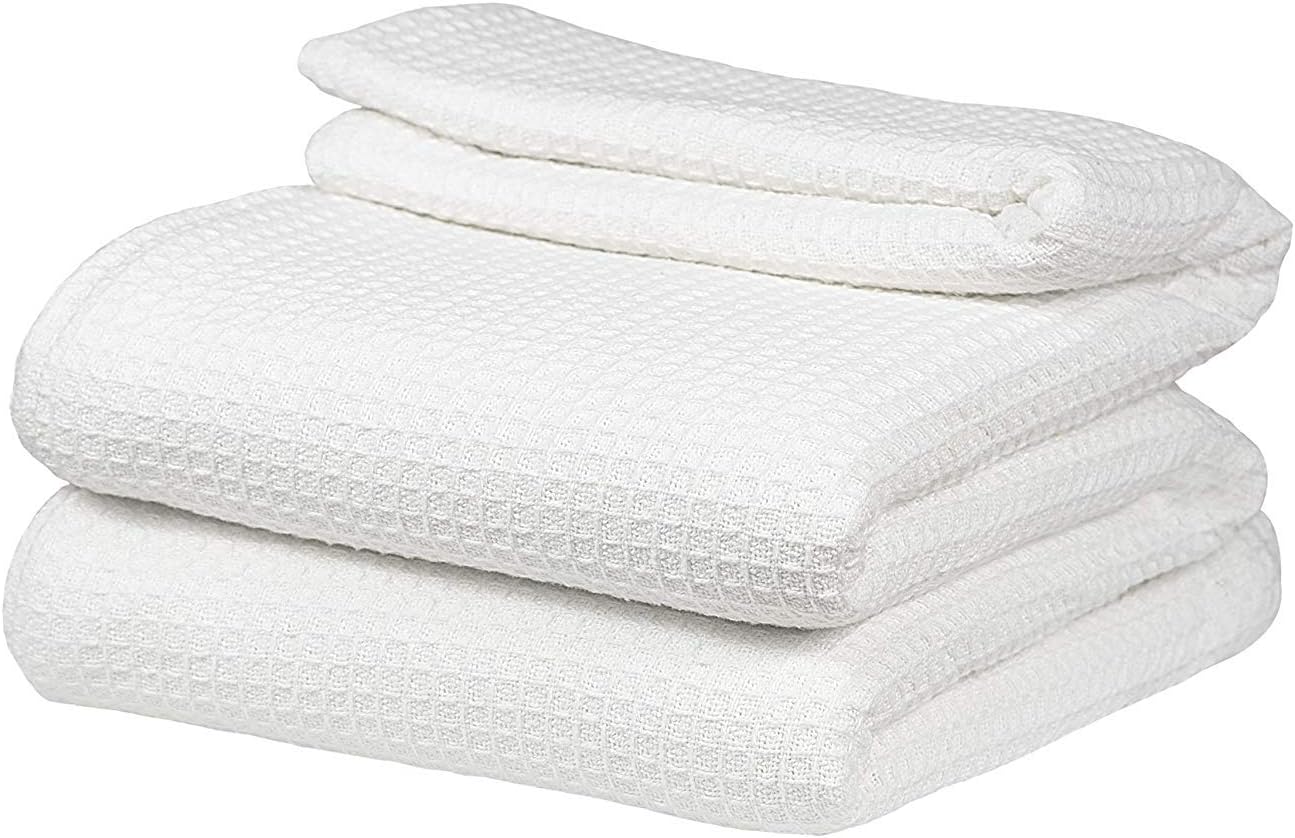 Cotton Clinic 100% Cotton Bed Blanket, Bed Blanket Twin Size, Cotton Thermal Blankets Twin Size, Perfect for Layering Any Bed for All Season, Soft and Breathable White Blanket: Kitchen & Dining