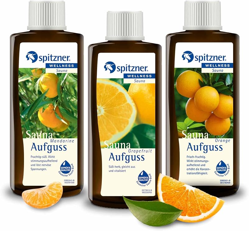 spitzner Sauna Infusion Set Citrus Fresh 3x190ml Mandarin Grapefruit Orange