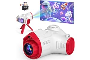 Uffylle Kids Camera with Projector, Big Screen 1080P Selfie Kids Video Camera Recorder with Tripod, 32GB Memory Card, Kids Camera for Age 6-12, Christmas Birthday Gifts Toys for Boys Girls, White