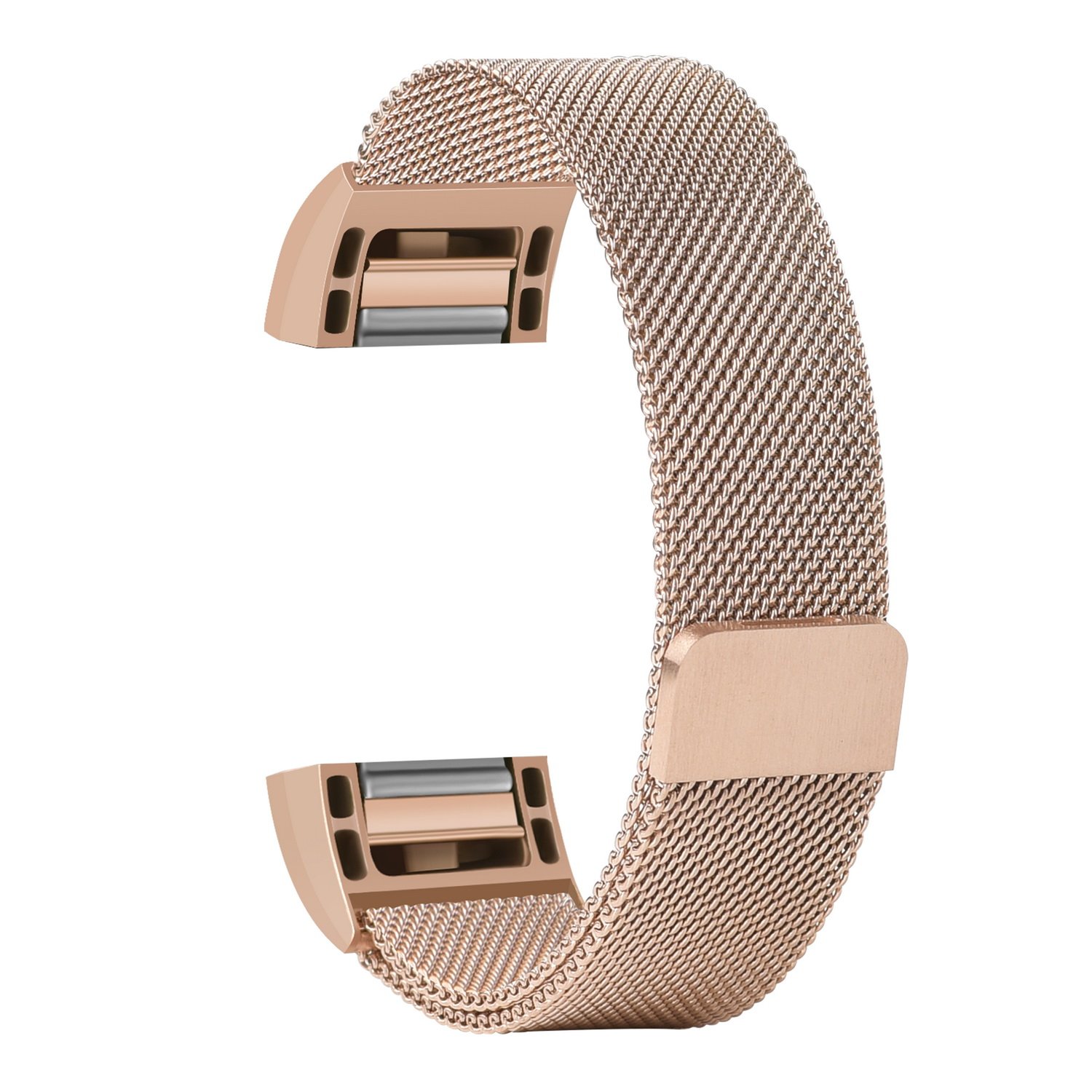 Fitbit Charge 2 Replacement Band, MeanLove Stainless Steel Bracelet Wristband Magnetic Absorbing Band for Fitbit Charge 2 (Pink, L (6.7\